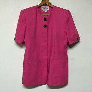 Vintage Oleg Cassini Barbie Pink Long Blazer 60s Mod Chic